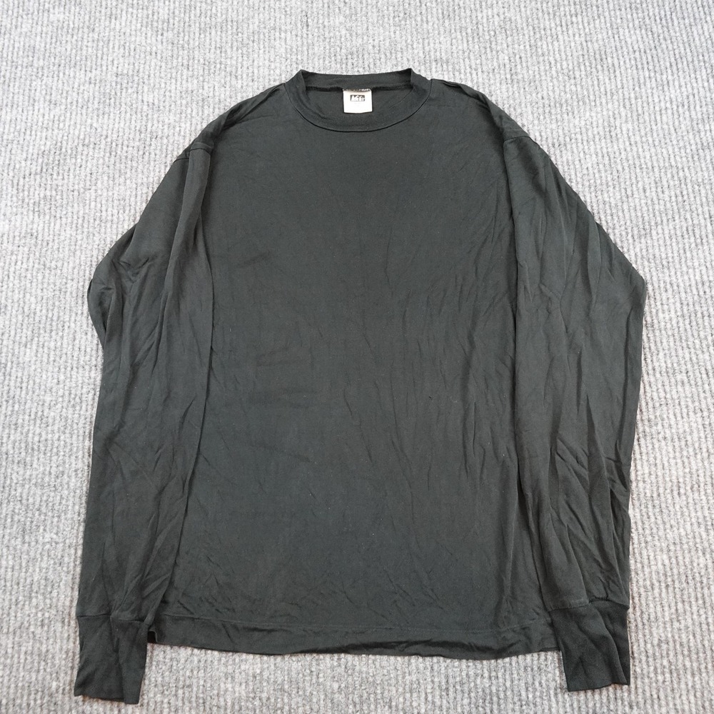 REI Shirt Mens Medium Black 100% Silk Long Sleeve Lightweight Crewneck Tee